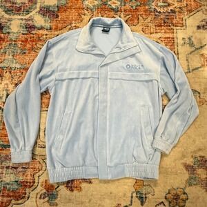 Southpole Mens Velour Track Jacket Light Blue Y2K Streetwear Full Zip Large